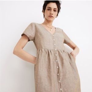 Madewell linen-blend Alexandra button-front mini dress